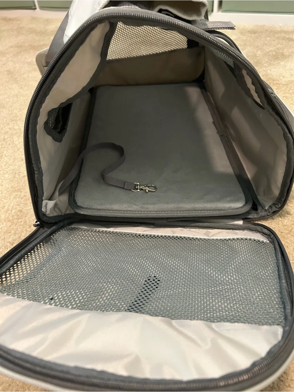 Soft-Sided Pet Travel Carrier - Light Gray Airline-Approved Pet Bag